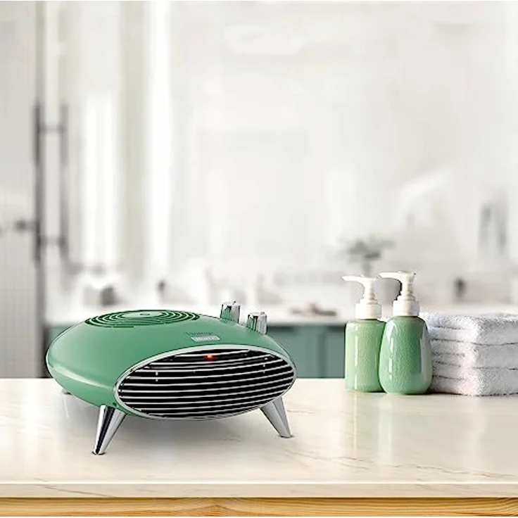 Ariete 8211 Tischheizlüfter, Elektroheizung, 2000 W, Thermostat, leise, verchromter Grill und Füße, Grün – Bild 4