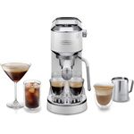 De'Longhi Dedica Duo EC890.WI, Siebträger Espressomaschine mit Cold Brew-Funktion, 15 Bar Pumpendruck, elegantes Design, inkl. Edelstahl-Milchkännchen