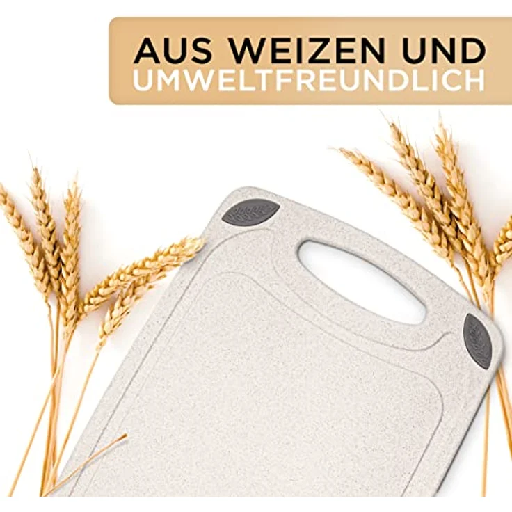 Exitoso® Das Original Schneidebrett aus Weizenstroh, Saftrille und Griff, Frankfurter Brett, Spülmaschinenfest und antibakteriell Brotbrettchen, Nachhaltiges Schneidbrett 32x20 – Bild 4