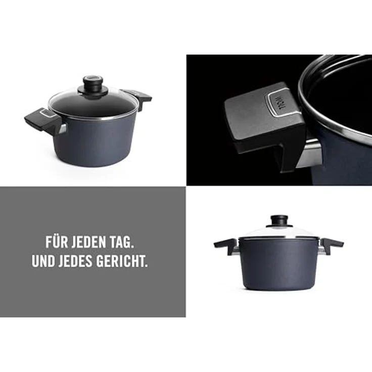 Woll Diamond Lite Topf mit Glasdeckel - Induktiv - Ø 20 cm, 3.2 Liter, Aluminiumguss, Antihaft-Versiegelung, anthrazit – Bild 2