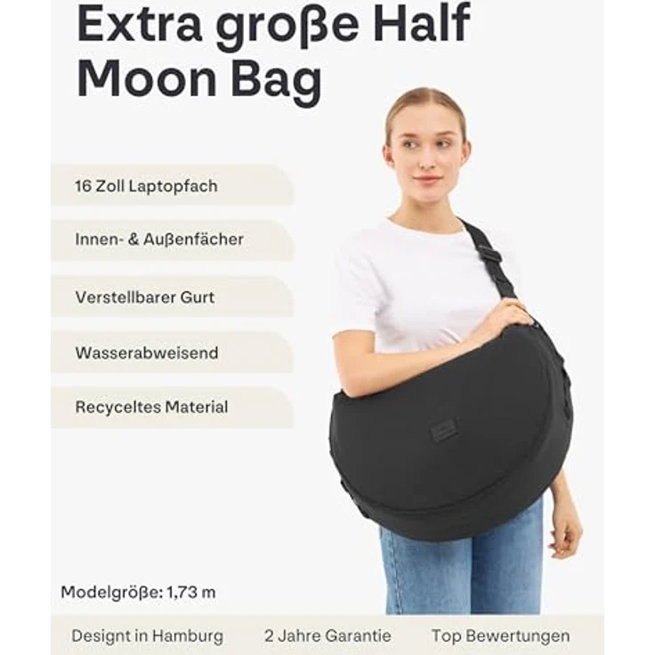 Johnny Urban Umhängetasche Kaia Large Half Moon Bag im Puffer Design, 16 Zoll, Große Crossbody Bag in Halbmond Form, Wasserabweisend – Bild 5