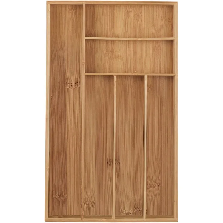 relaxdays Besteckkasten Besteckkasten Bambus 6 Fächer, Ordnungshelfer für Küchenutensilien und Schreibtischbedarf, natur