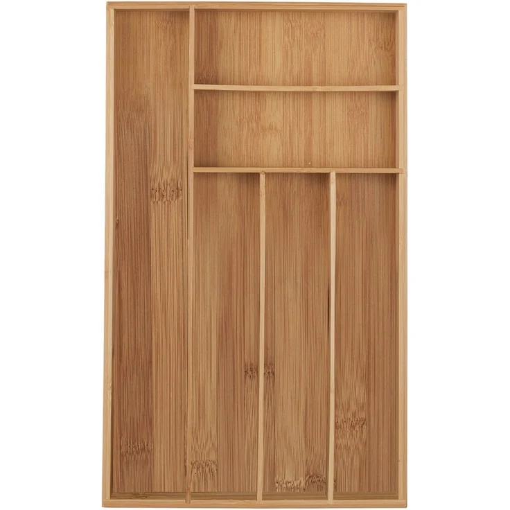 relaxdays Besteckkasten Besteckkasten Bambus 6 Fächer, Ordnungshelfer für Küchenutensilien und Schreibtischbedarf, natur