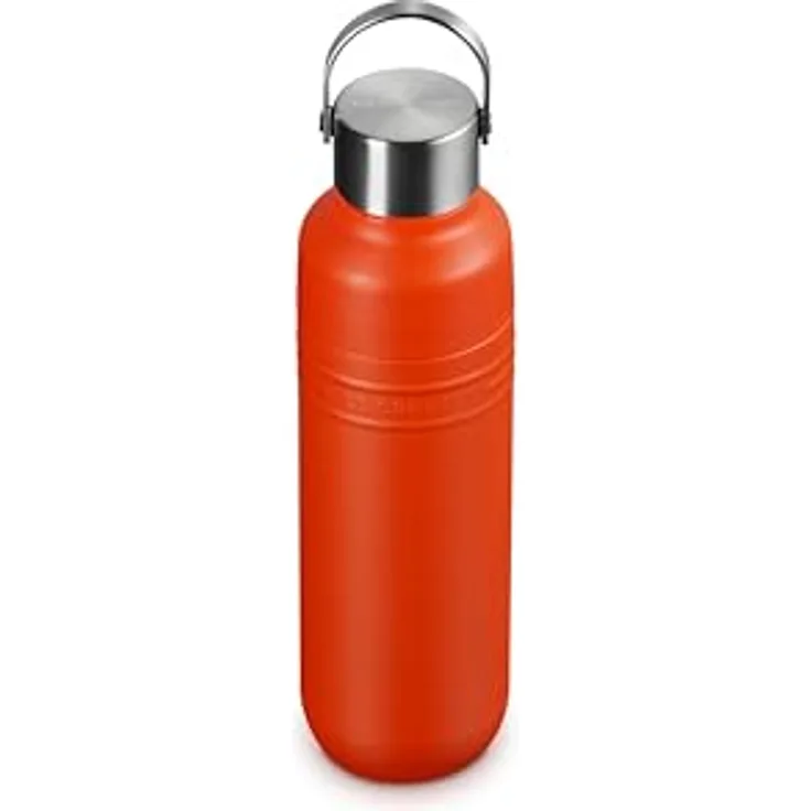 Le Creuset On The Go Thermoflasche, Edelstahl, 500 ml, orange, mit Hochleistungs-Wärmedämmung und auslaufsicherem Deckel