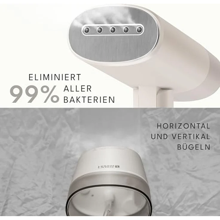 LEBENLANG Reise Dampfglätter, Kompakt Faltbar, 900W Hand Steam Iron mit Reise Set in Weiß, inkl. Bügelhandschuh und Reisetasche – Bild 4