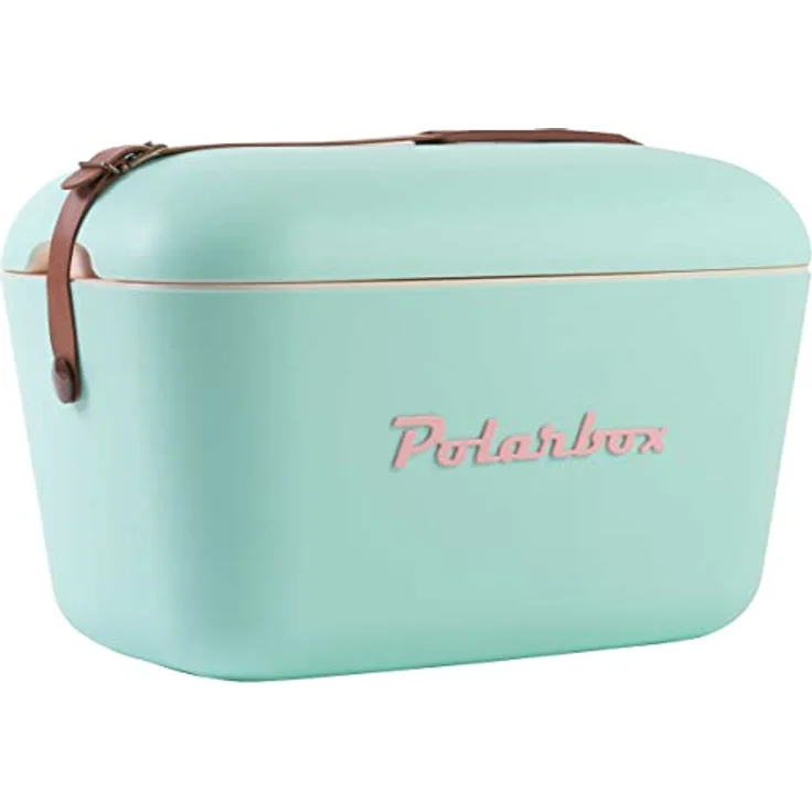 Polarbox Kühlbox, 12 l mit braunem Naturledergriff und Retro-Look, max. Isolation durch Polypropylen und Polystyrol – Bild 1