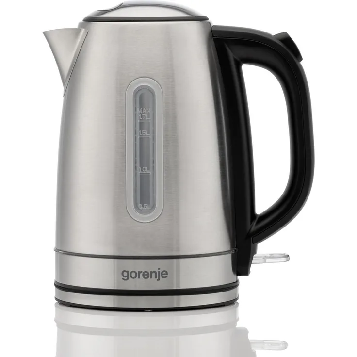 Gorenje Kettle K17DS, Elektrischer Wasserkocher mit 2200 W, 1.7 L, Edelstahl und 360° drehbarem Basis.