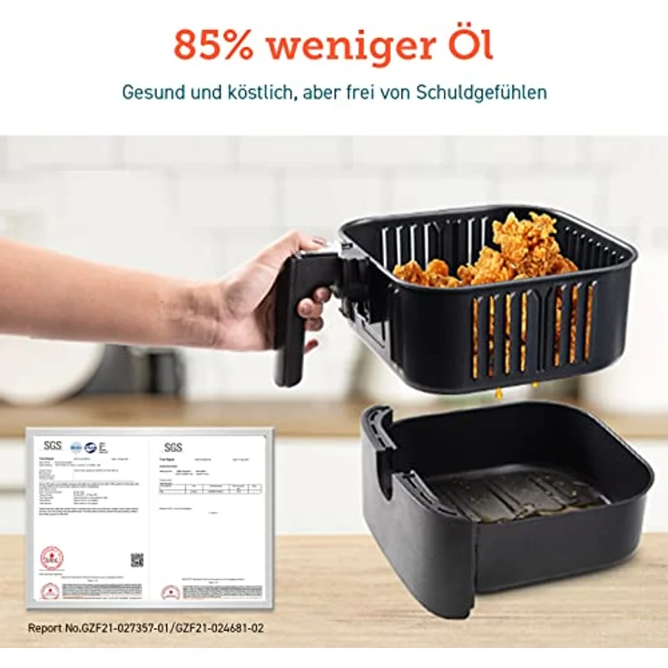 COSORI CP137-AF-RXB Heißluftfritteuse, Air Fryer, 3,5L Fassungsvermögen, 1500W, 11 voreingestellte Programme, LED Display, Warmhaltefunktion, Kunststoff, schwarz – Bild 4