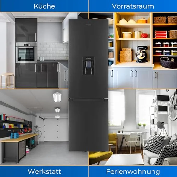 Exquisit Kühl-Gefrierkombination KGC5265-70-WS-040D inoxlook-az | Nutzinhalt: 260 L | Wasserspender | Alarm | 4-Sterne-Gefrieren – Bild 5