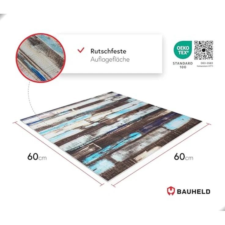 BAUHELD® Universal Waschmaschinen-Auflage [60x60cm] - Rutschfeste Vinyl-Beschichtung, zuschneidbar und waschbar bis 40°C, Made in Germany – Bild 2