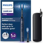 PHILIPS Sonicare 7100 Elektrische Zahnbürste, Schallzahnbürste mit App, 4 Putzmodi, 3 Intensitätsstufen, Andruckkontrolle, EasyStart, SmarTimer, Marineblau [Neue Technologie]