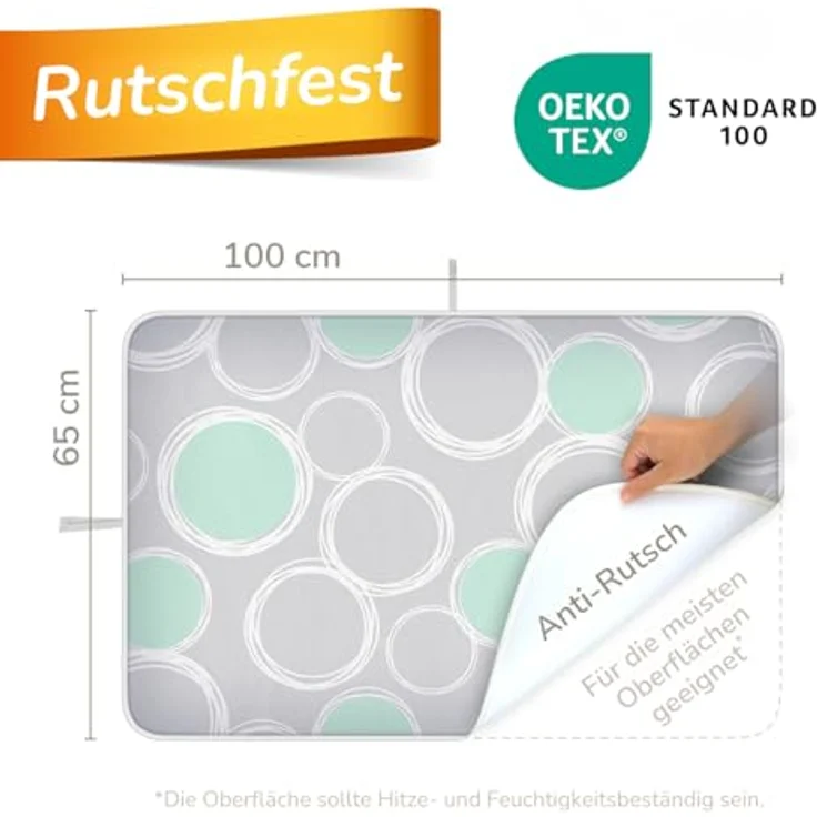smart&gentle Super Soft Bügeldecke, hitzebeständig 100x65cm, rutschfeste Bügelunterlage mit Feuchtigkeitsschutz für Dampfbügeleisen, Made in Germany – Bild 2