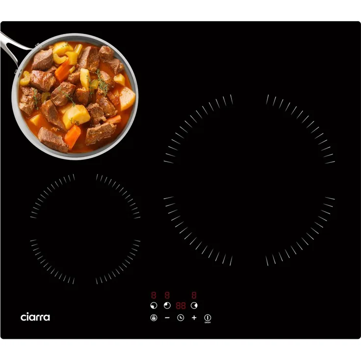 CIARRA Induktions-Kochfeld VM3BIH-A, Einbau-Kochfelder 60 cm, 3 Zonen, Schwarz, Touch-Control, 9 Stufen