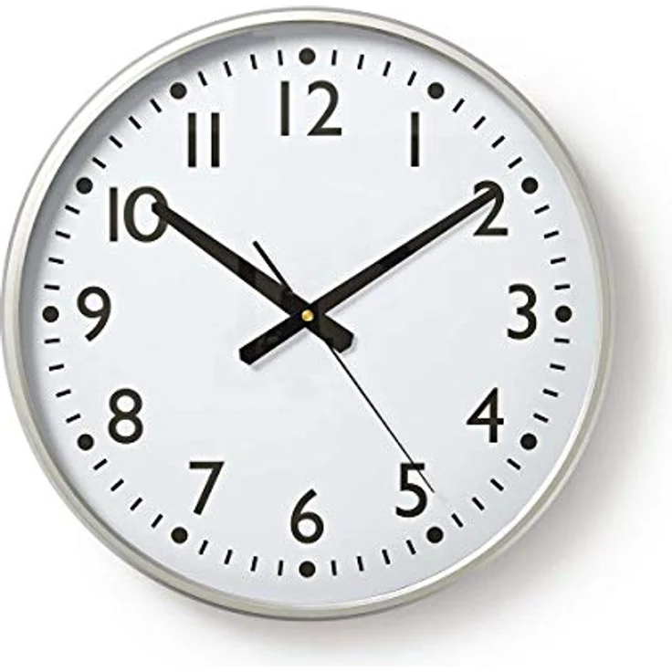 NEDIS Wanduhr - Durchmesser: 380 mm - Kunststoff - Silber/Weiss – Bild 1