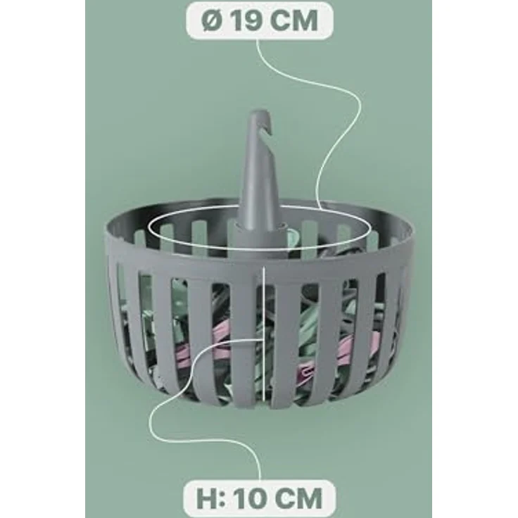 Pro Home Wäscheklammern Kunststoff Körbchen Ø19cm x 10cm, 30 Wäscheklammern mit Korb - Made in EU - Dekoklammer Fotoklammer, moderne Farben – Bild 2