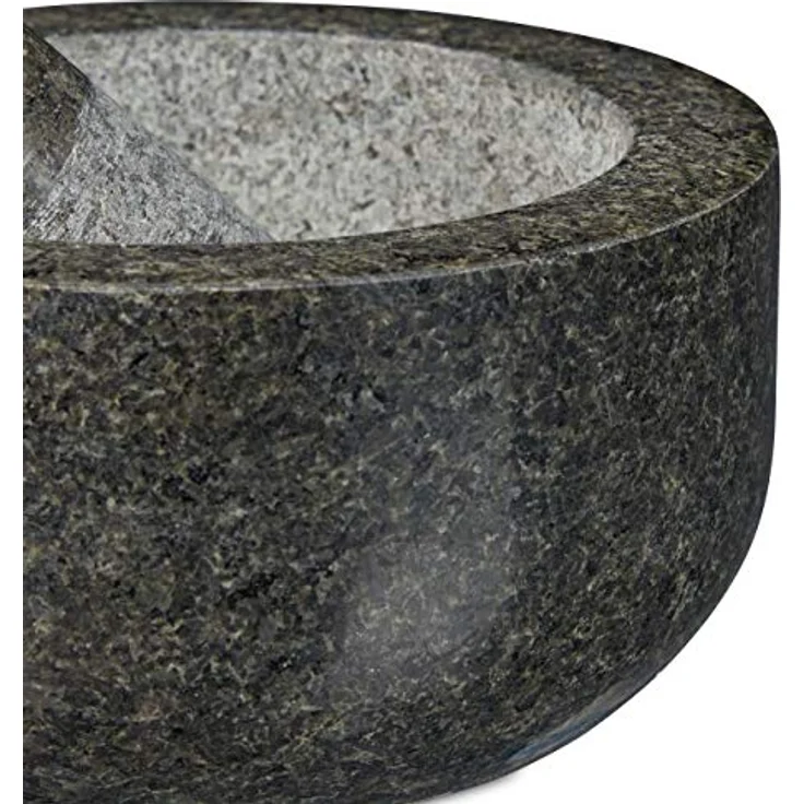 Relaxdays Granit Mörser mit Stößel, robust & langlebig, Gewürze, Kräuter, polierter Steinmörser, Ø 16 cm, 400 ml, grau – Bild 6