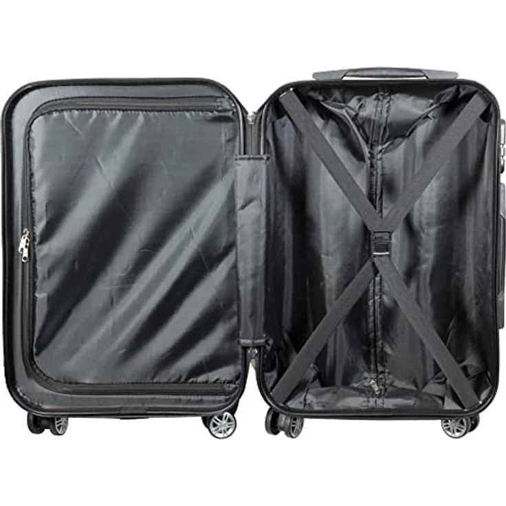 Trendyshop365 Hartschale City-Koffer mit Flugzeug Städte Motiv - Fly The World schwarz - 68 cm 69 Liter 4 Rollen – Bild 2