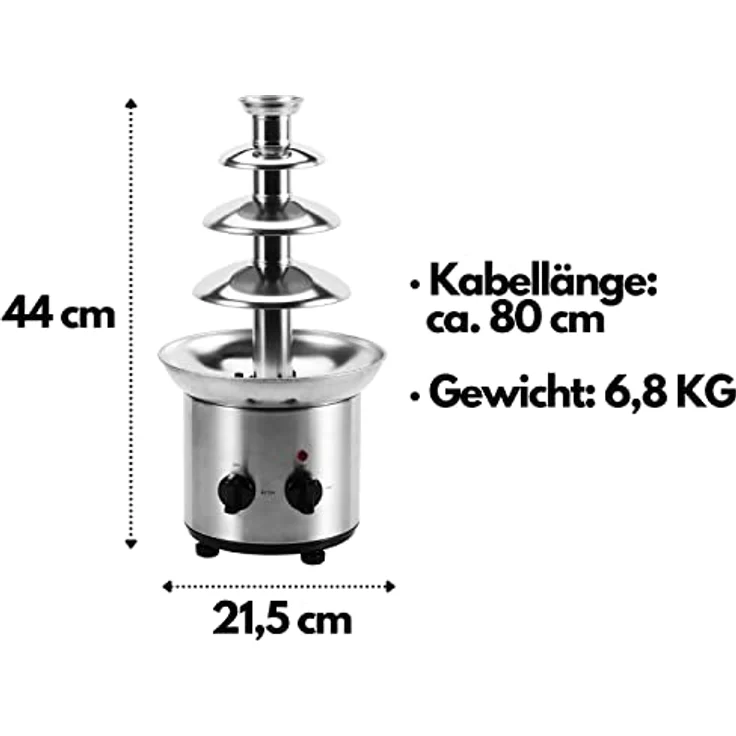 Steinborg SB-6030 Schokoladenbrunnen, 170W, 4-Etagen-System, höhenverstellbare Standfüße, edelstahl – Bild 6