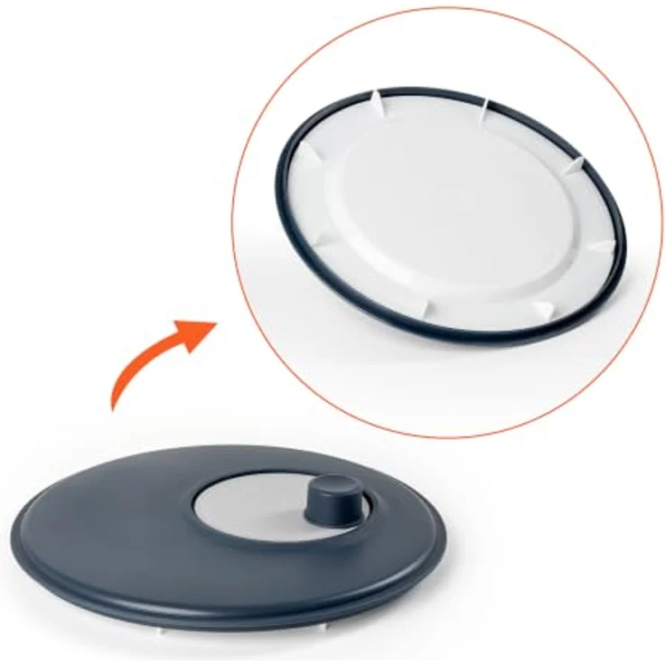 Spetebo Salatschleuder faltbar Ø 27 cm mit Anti-Rutsch-Boden, 5 L, grau/translucent, mit entnehmbarem Sieb und hoher Schleuderkraft – Bild 6