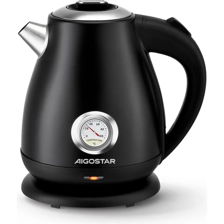 Aigostar Wasserkocher Retro Edelstahl Wasserkocher mit Temperaturanzeige, 1,7L