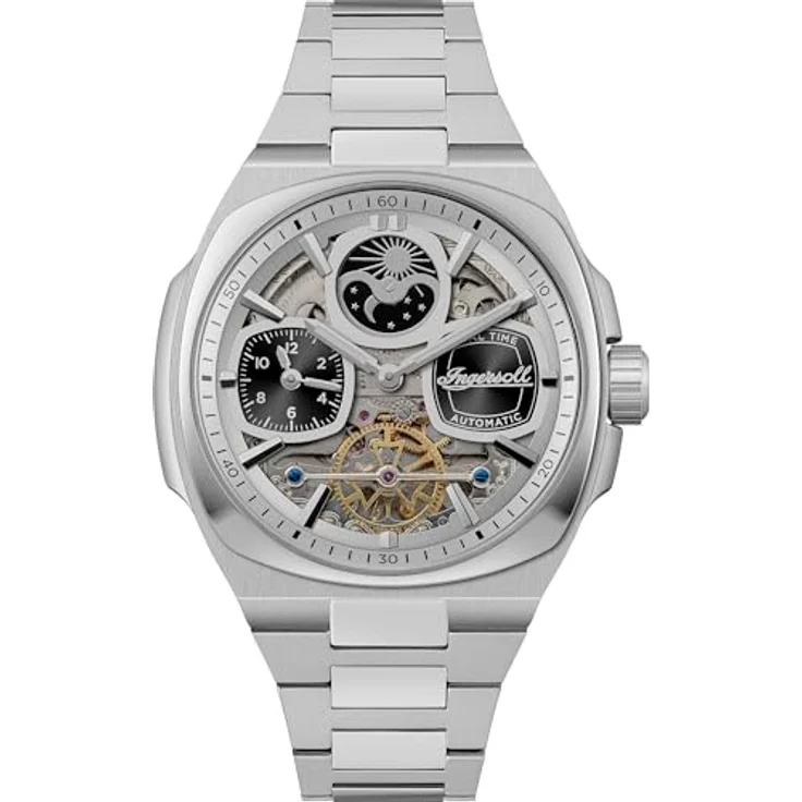 Ingersoll The Spirit Herrenuhr 46.7 mm Automatikuhr mit silberfarbenem Ziffernblatt und Edelstahlarmband – Bild 1