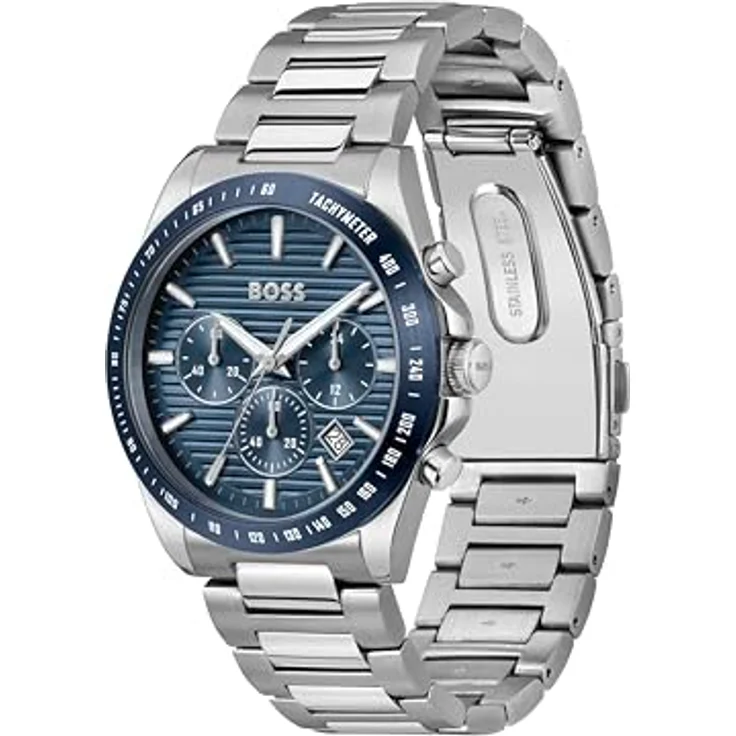 BOSS Chronograph STRIKE CHRONO 1514240, Quarzuhr mit blaufarbenem Zifferblatt, Edelstahlarmband und Stoppfunktionen, wasserdicht bis 5 bar – Bild 2