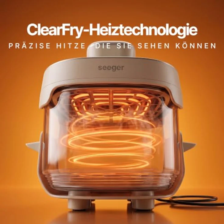 Seeger ClearFry Glas Heißluftfritteuse, 6 Zubereitungsfunktionen, PFAS-frei, 2 Glasbehälter (4,5 L + 2,5 L), Temperatur von 60°C bis 200°C – Bild 8