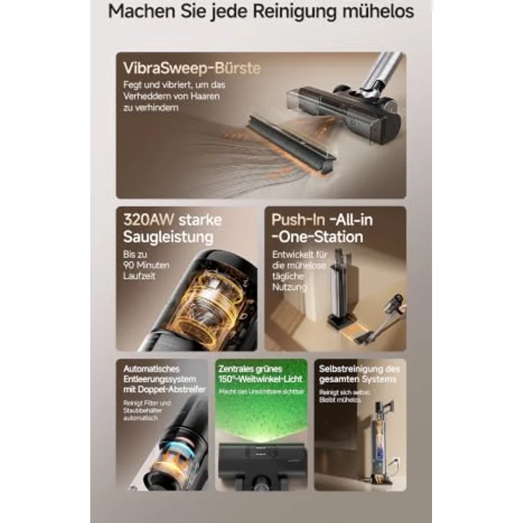 UWANT V800, Bodenstaubsauger mit 480AW Hurrikansaugleistung und selbstreinigendem System – Bild 3