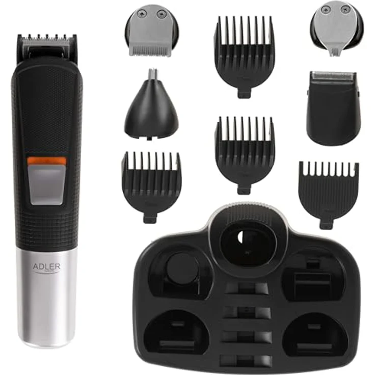 Adler AD 2943 5-in-1 Pflegeset mit Ladestation, Rasierer, Trimmer, LED Anzeige, schwarz – Bild 2