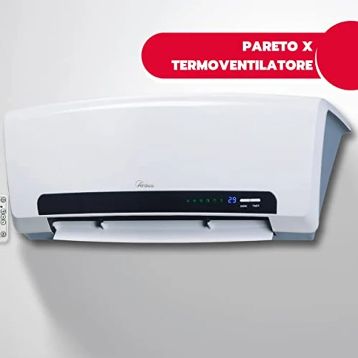 ARDES - AR4W08P PARETO X Keramik-Heizlüfter zur Wandmontage 2000W Waterproof, programmierb. Badezimmer-Heizlüfter, 12-Stunden-Timer, Keramik-Platte Silver Silk Smart m. digitalem LED-Magic-Display – Bild 2
