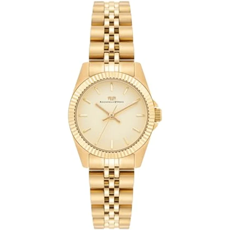 Rhodenwald & Söhne Damen Quarz Uhr analog mit IP-vergoldetem Edelstahlarmband, 27,5 mm Gehäuse, wasserdicht bis 5 ATM, gelbgold – Bild 1
