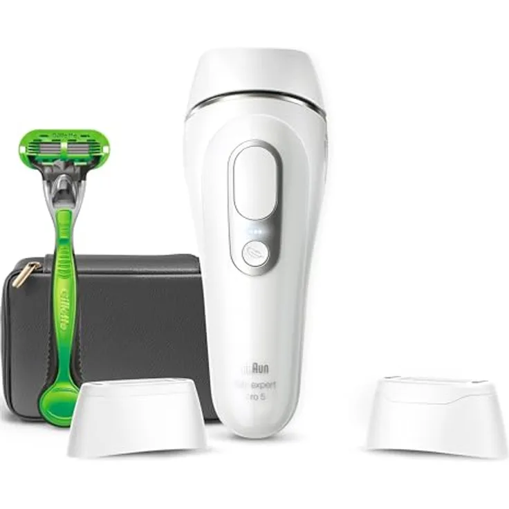 Braun IPL Silk·expert Pro 5, Haarentfernung für zuhause, mit Aufbewahrungstasche, Gillette Rasierer, 2 Aufsätze, PL5145