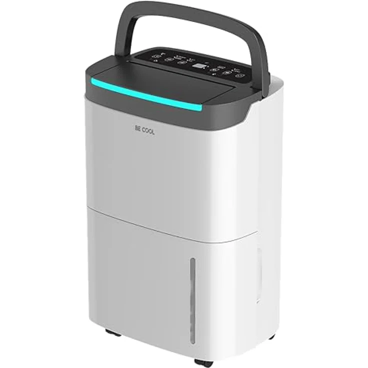 Be Cool Luftentfeuchter 50l BC50LEF2301, Entfeuchtung 50l/24h, 7l Tank, Timer, für 125m³/50m², Laufrollen – Bild 1