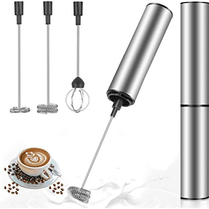 MOSUO Elektrischer Milchaufschäumer mit doppeltem Quirl, USB-C Wiederaufladbar, 2 Geschwindigkeitsstufen, Edelstahl Rührkopf, für Kaffee/Latte/Cappuccino, Schwarz