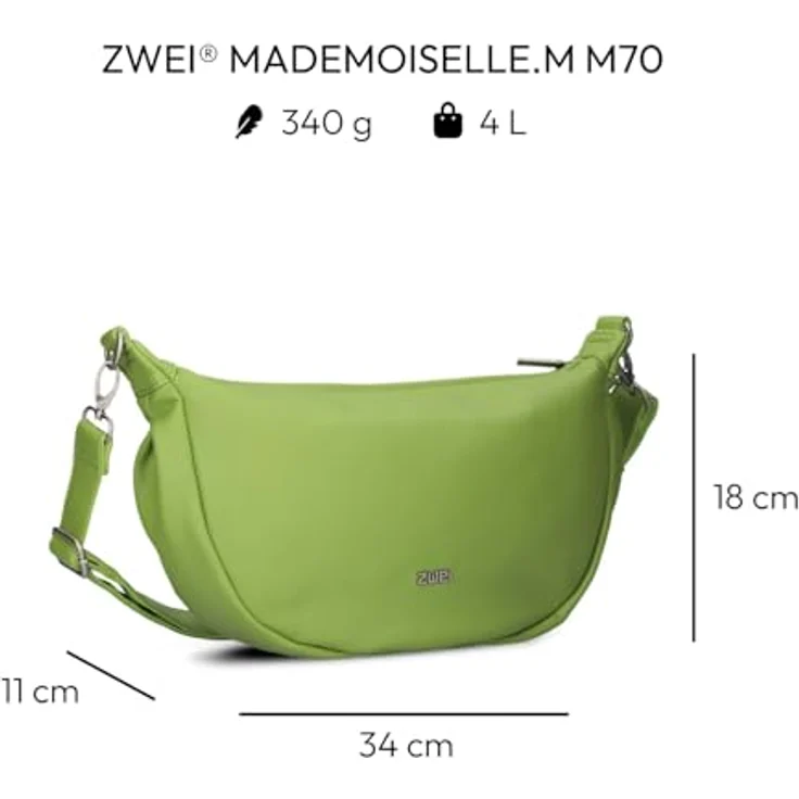 Zwei Rucksack Mademoiselle M70, Umhängetasche aus Kunstleder, grün, 34 x 11 x 20 cm – Bild 2
