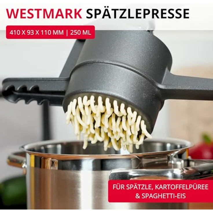 WESTMARK Spätzlepress, Kartoffelpresse mit rundem Loch, 250 ml Füllvolumen, Anthrazit – Bild 3