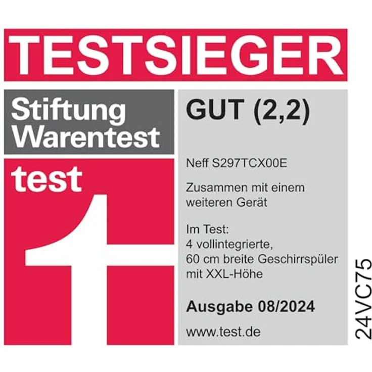 Neff S297TCX00E, Geschirrspüler, A, Geräuschemissionsklasse B, Geräuschemissionen 43 Dezibel – Bild 3