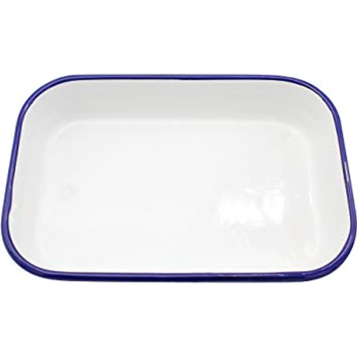 Karl Krüger 14136-B Brat-Back-und Lasagneform Husum 36 cm Auflauf, Backform, weiß mit blauem rand, 36 x 23 x 7 cm – Bild 4