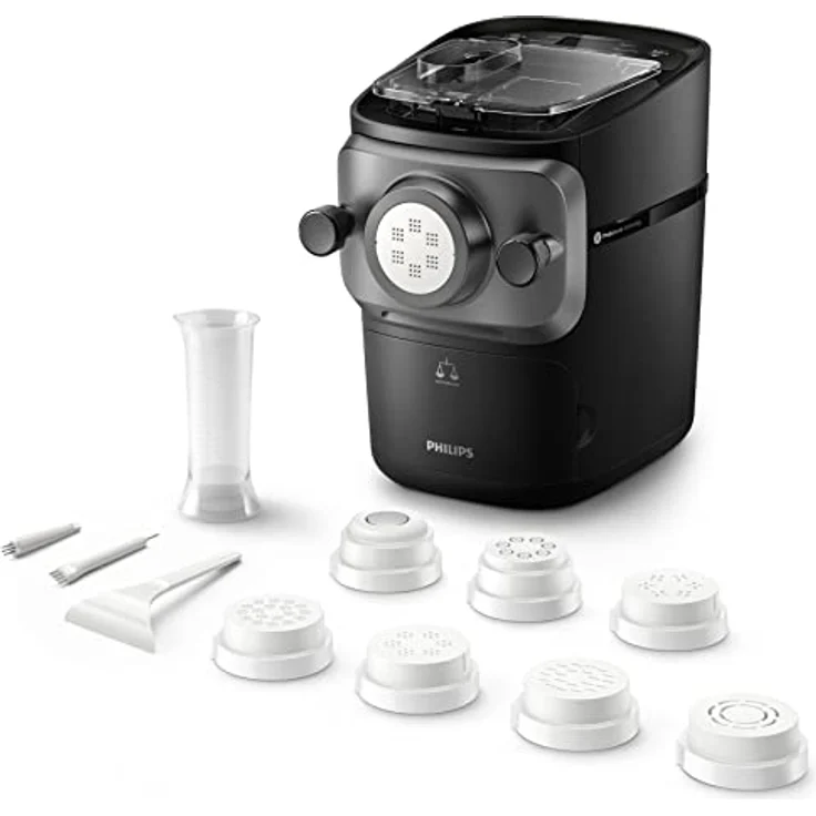 Philips Nudelmaschine Serie 7000 - ProExtrude-Technologie, Automatisches Abwiegen, vollautomatisch, 8 Formscheiben, Schwarz (HR2665/93) – Bild 1