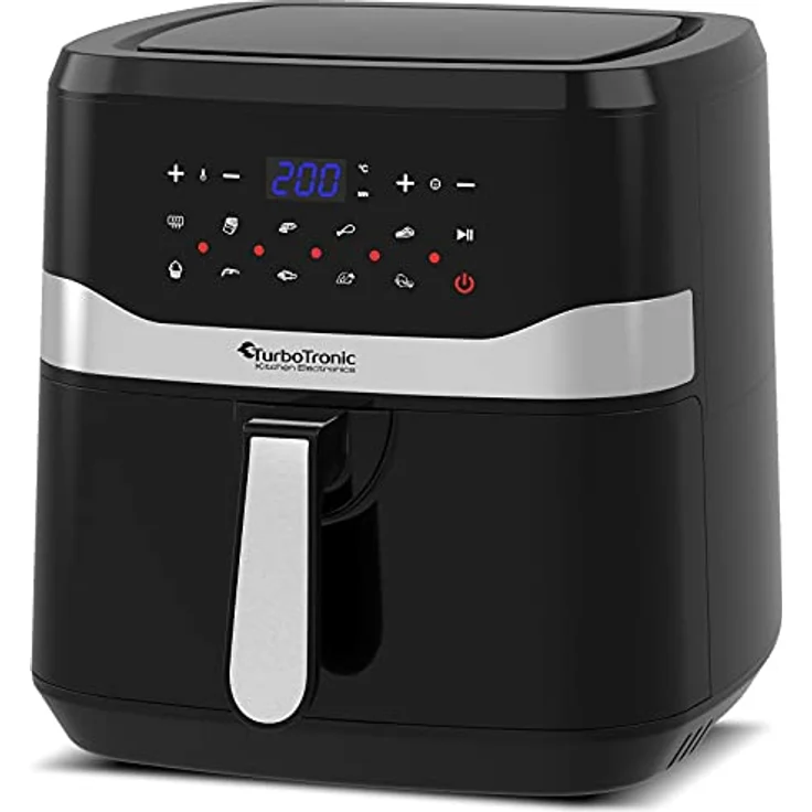 TurboTronic by Z-Line Heißluftfritteuse 7 Liter, 12 Programme, XXL Fritteuse Fettfrei ohne Öl, 50°C - 200°C, 1800 W, Power Camping Retro digital Airfryer AF7D in Schwarz – Bild 7