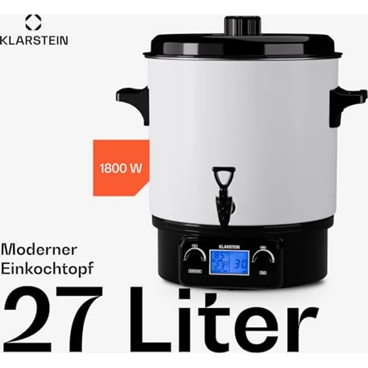 Klarstein Biggie Digital Einkochtopf, 27L Edelstahl, 1800W, Heizgetränkespender mit Digitaldisplay und Zapfhahn – Bild 4