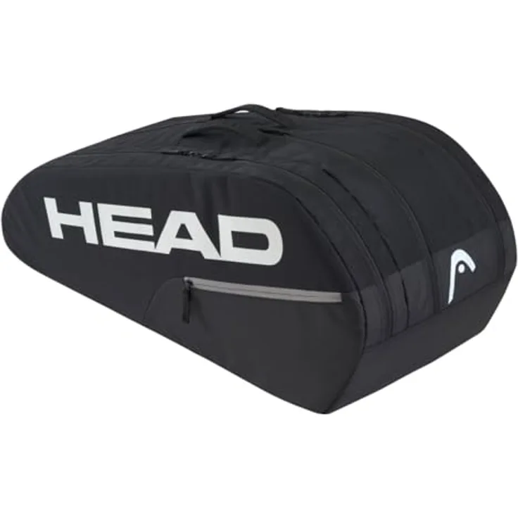 Head BASE RACQUET BAG L, Tennis-Racketbag für bis zu 9 Schläger, 3 Hauptfächer, schwarz, 60 Liter Volumen