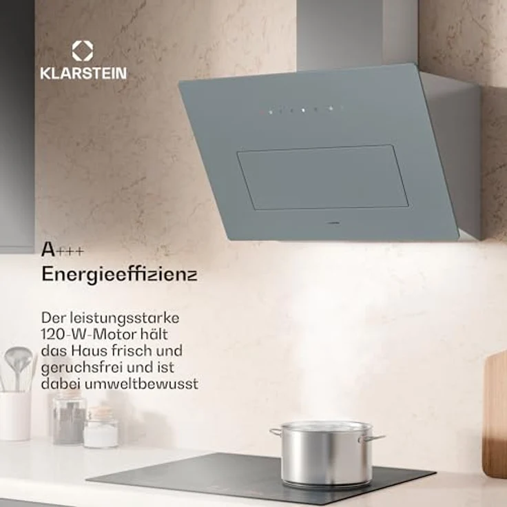 Klarstein SleekAir Dunstabzugshaube 60 cm, Kopffreihaube, 686 m³/h, A++ Energieeffizienz, Touch-Bedienfeld, LED-Beleuchtung 2700-6500 K, Abluft & Umluft, rostfreier Stahl – Bild 2