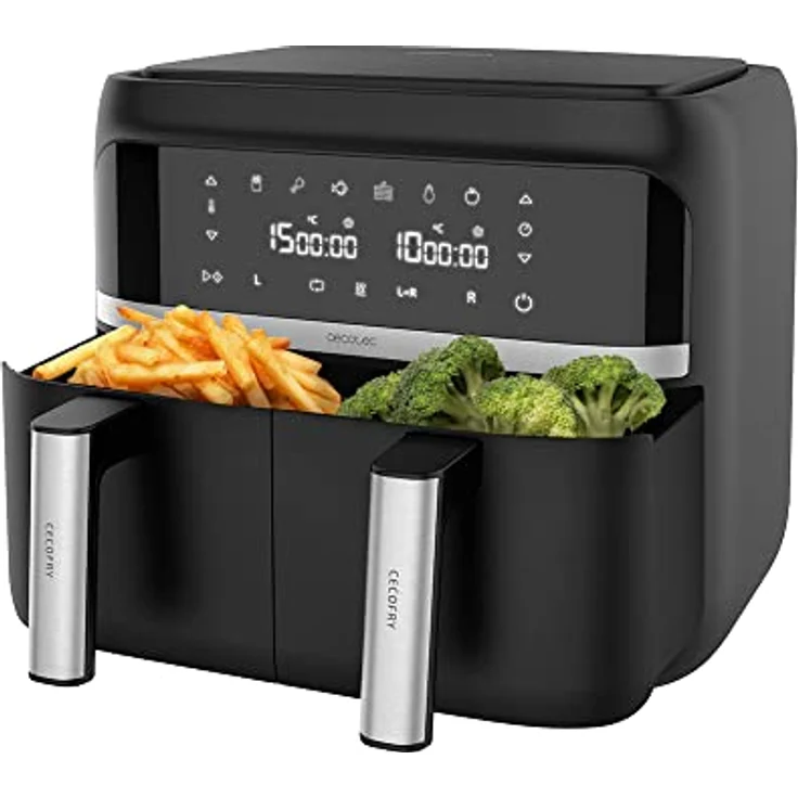 Cecotec Heißluftfritteuse 9 L CecoFry Advance Double. 2850 W, Kompakte, Digitale und ölfreie Diätfritteuse, zwei Körben mit Doppelter Temperatur und PerfectCook-Technologie – Bild 1