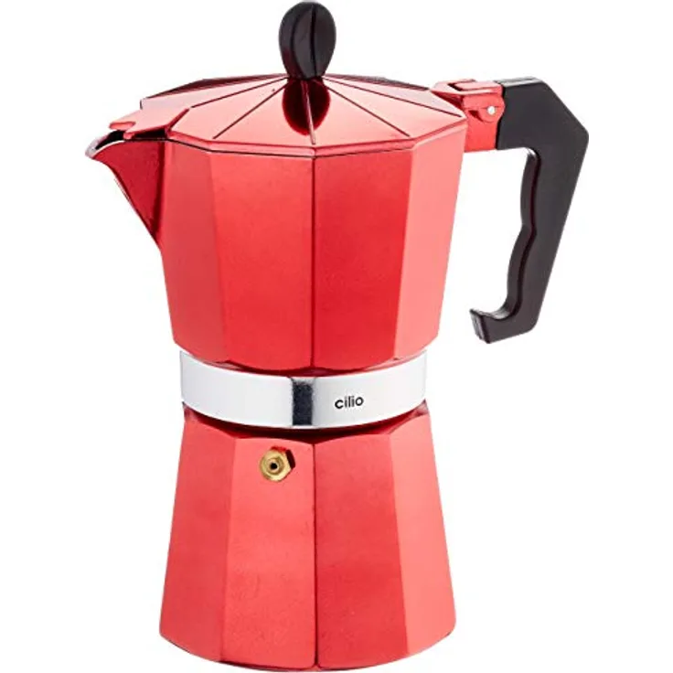 Espressokocher Classico metallic rot, 6 Tassen