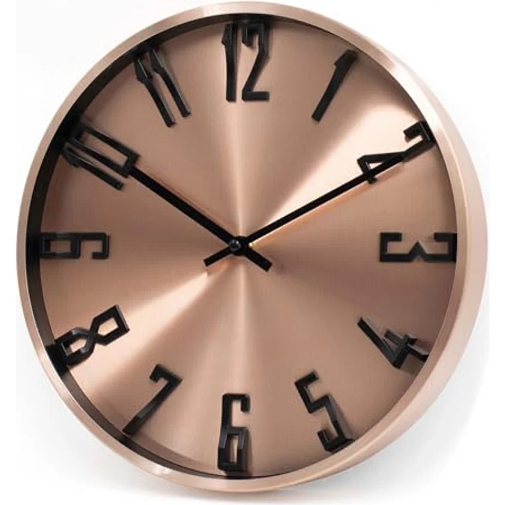 K&L Wall Art Aluminium Wanduhr Rosa Kupferoptik leise Metalluhr für Wohnzimmer Büro Moderne Metall Uhren Roségold Ø 30cm – Bild 5