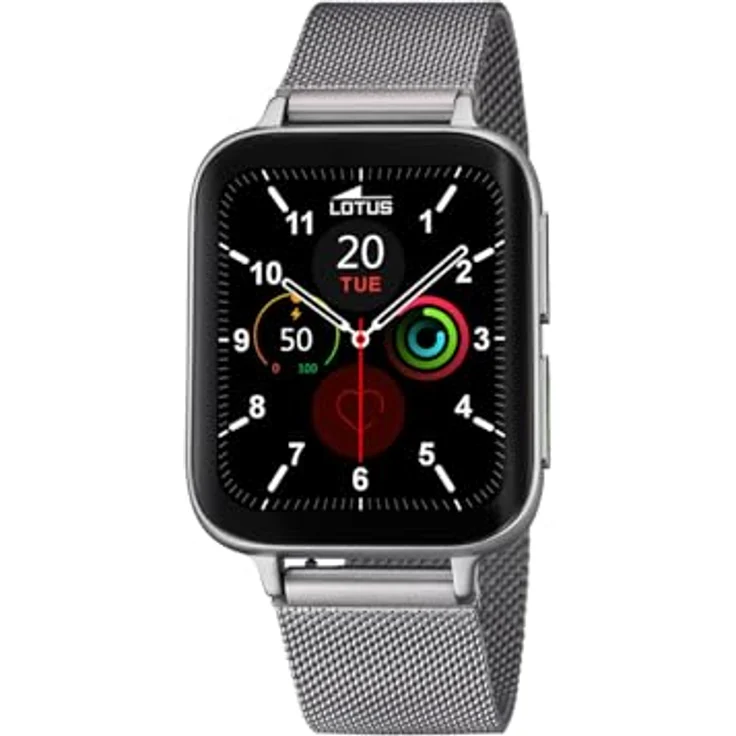 Lotus Herren Smartwatch 50032/1 Silber mit Edelstahlarmband, Herzfrequenzmessung, Blutdruckanzeige, 2. BT und App Unterstützung – Bild 1