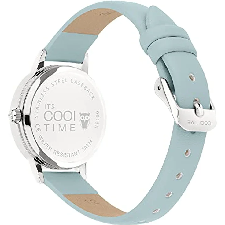 Cool Time Mädchen Kinder Armbanduhr mit glitzernden Schmetterlingen, poliertem Metallgehäuse und kunstlederband, blau – Bild 3