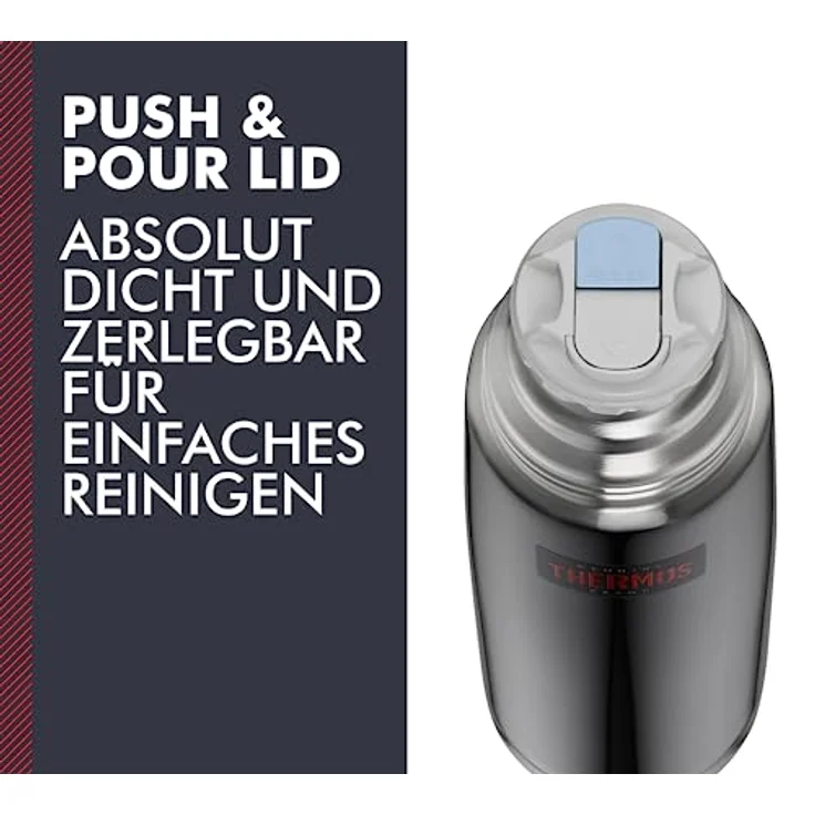 THERMOS 4019.218.075 Thermosflasche Light & Compact, Edelstahl Cool Grey 0,75 l, Spülmaschinenfest, 18 Stunen heiß, 24 Stunden kalt – Bild 4