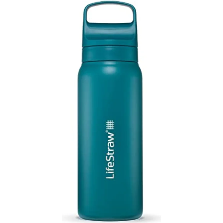 LifeStraw Go 2.0 Wasserfilterflasche, Edelstahl isoliert 700 ml, 2-Stufen-Filtersystem, Laguna Teal – Bild 1